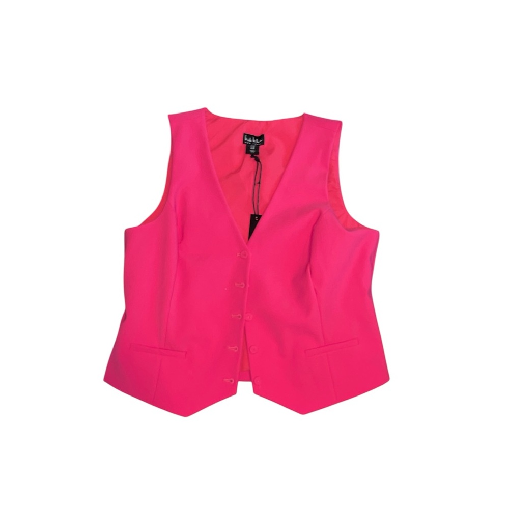 Nicole Miller Sleek tailored vest in bold hot pink Top